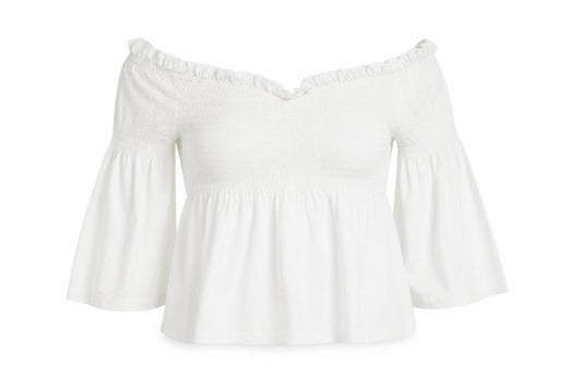 New Look Womens White   Cropped Blouse Size 10