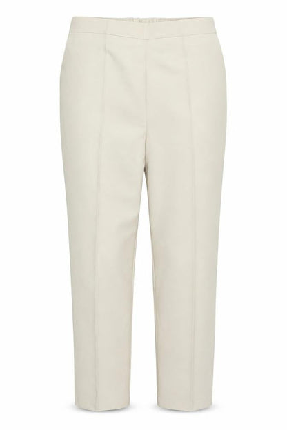 Front view of Preworn women’s beige trousers, size UK 18, 27-inch leg