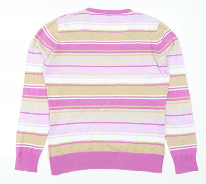 Back view of Daily women’s pink striped jumper, size L