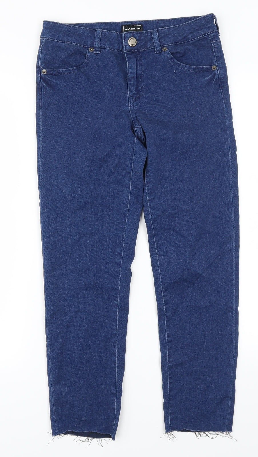 Warehouse Womens Blue  Denim Skinny Jeans Size 10 L25 in - Distressed Hem