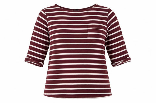 New Look Womens Purple Striped  Basic T-Shirt Size 6