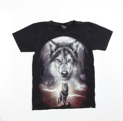 Additional front view of Wild boys’ black basic t-shirt, size S