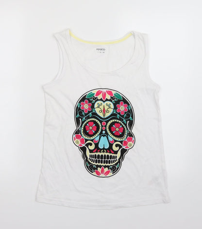 Additional front view of Pep&Co women’s white basic tank, size UK 8