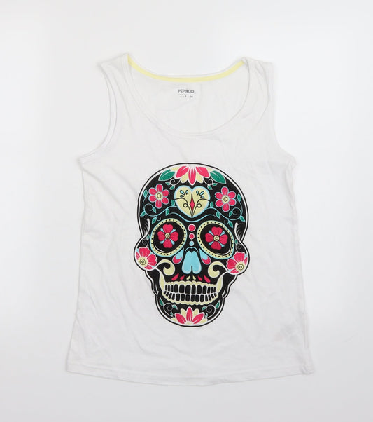 Pep & co Womens White   Basic Tank Size 8