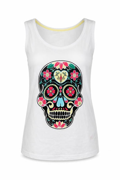 Front view of Pep&Co women’s white basic tank, size UK 8