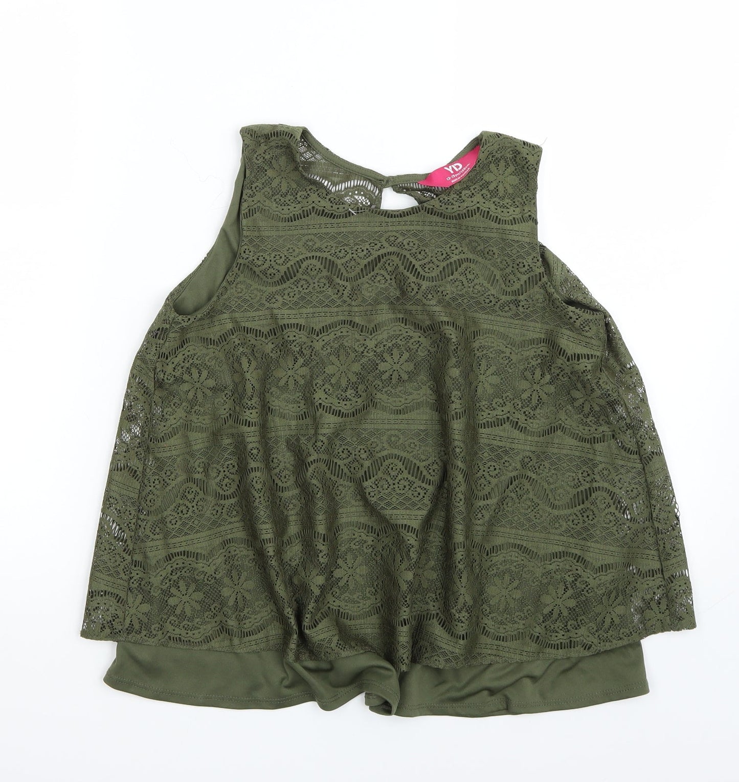 Young Dimension Girls Green  Rayon Basic T-Shirt Size 13 Years