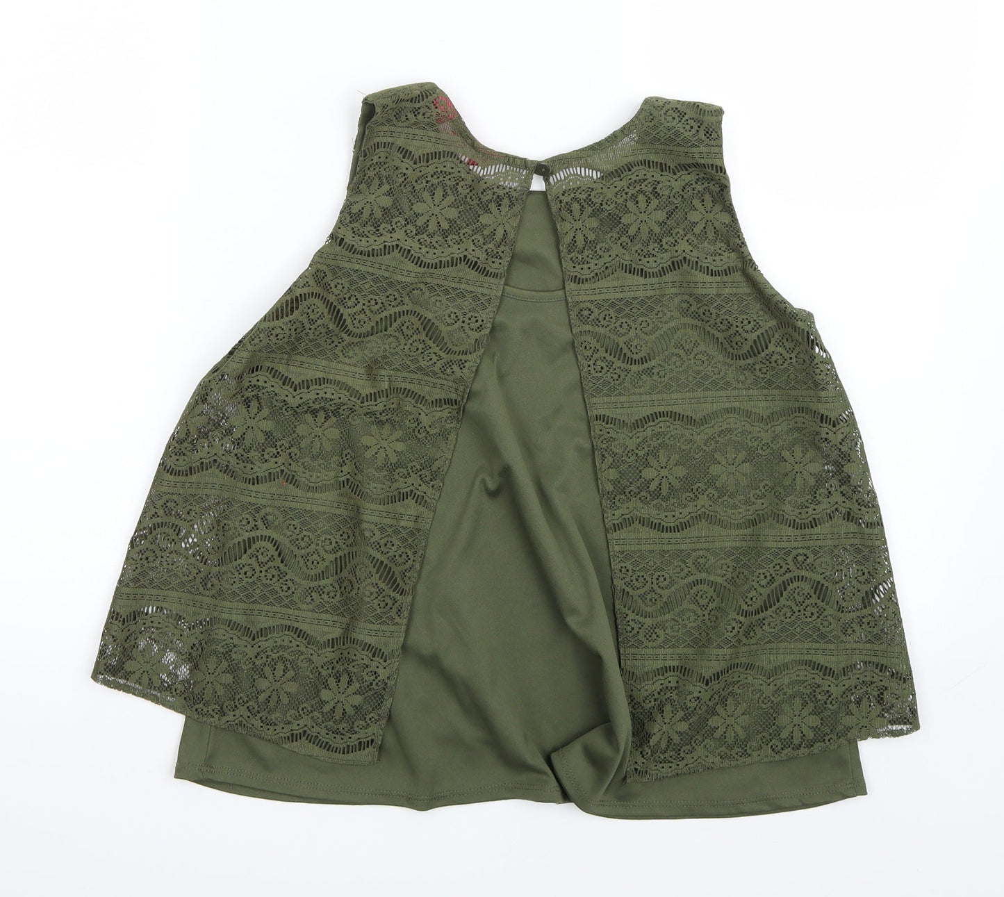Young Dimension Girls Green  Rayon Basic T-Shirt Size 13 Years
