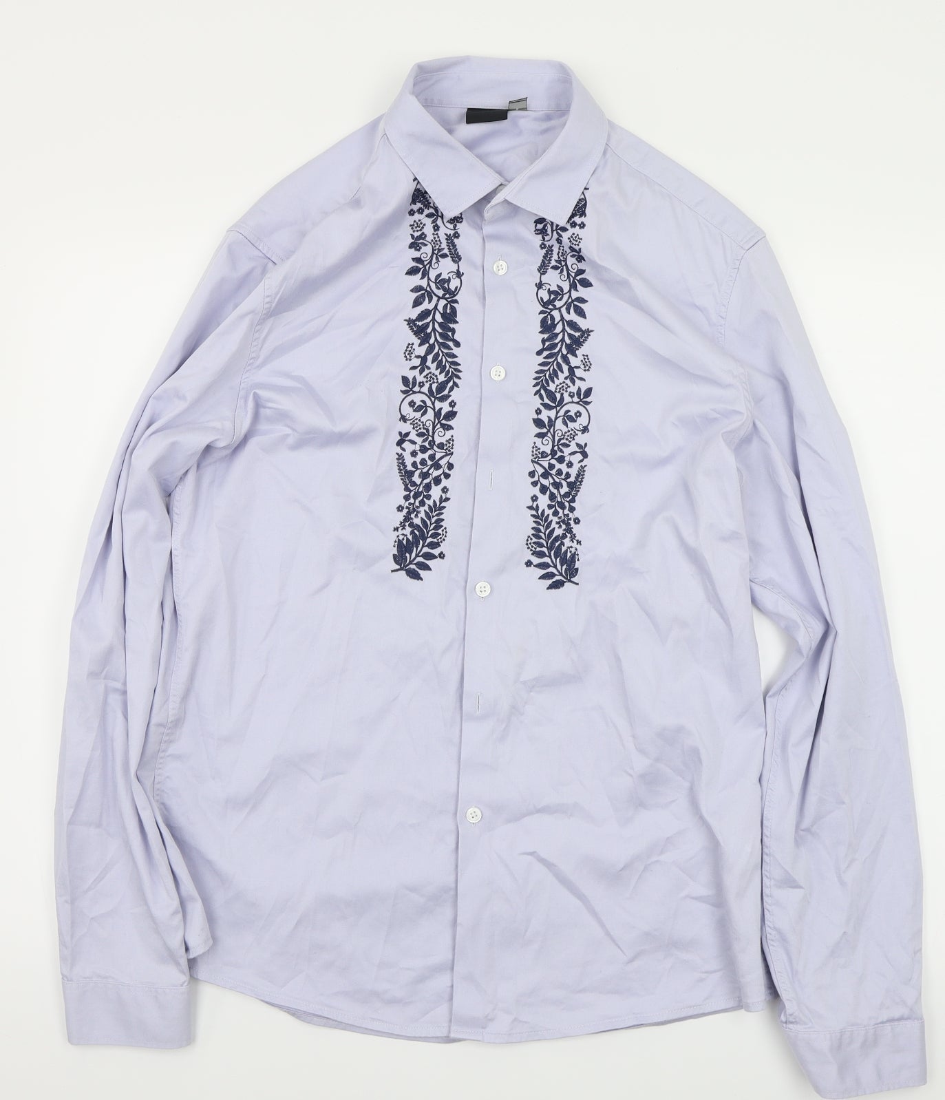 ASOS Womens Blue Floral  Basic Button-Up Size L