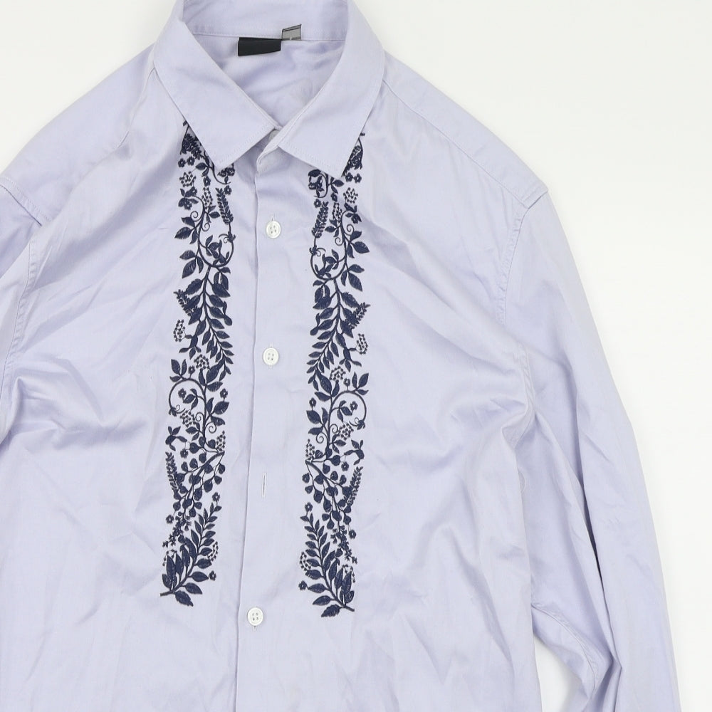 ASOS Womens Blue Floral  Basic Button-Up Size L