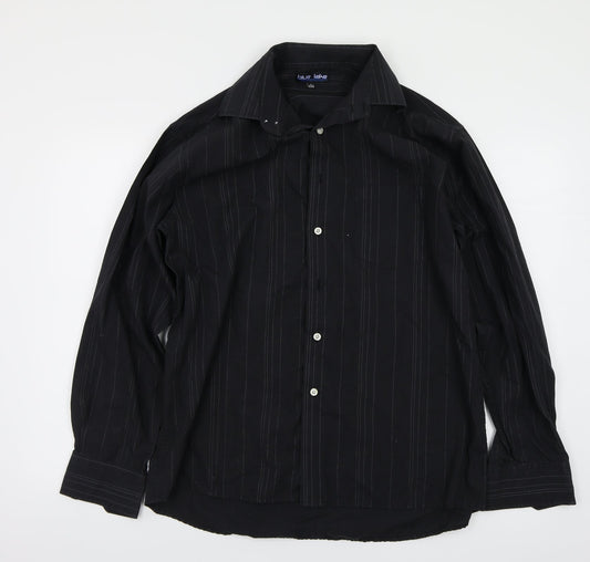blue lake Mens Black Striped   Button-Up Size L