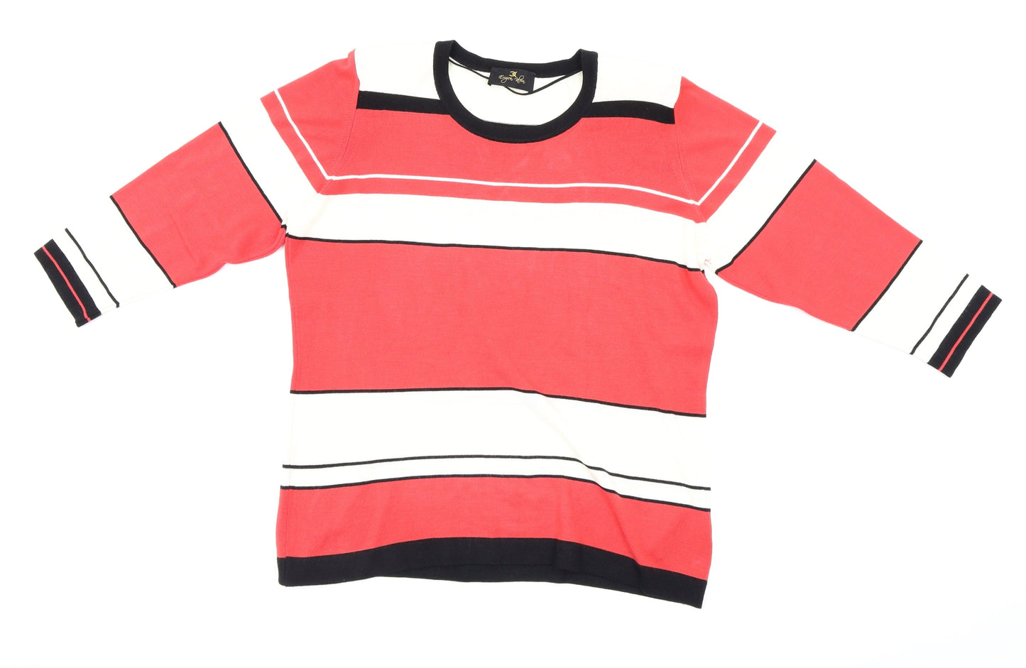 Eugen Klein  Womens Red Striped  Pullover Jumper Size 18