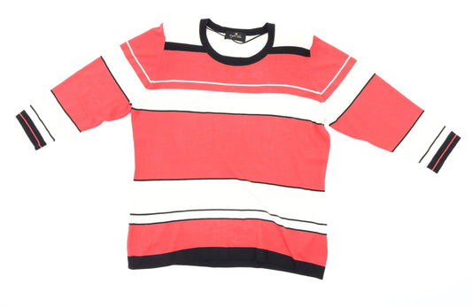 Eugen Klein  Womens Red Striped  Pullover Jumper Size 18