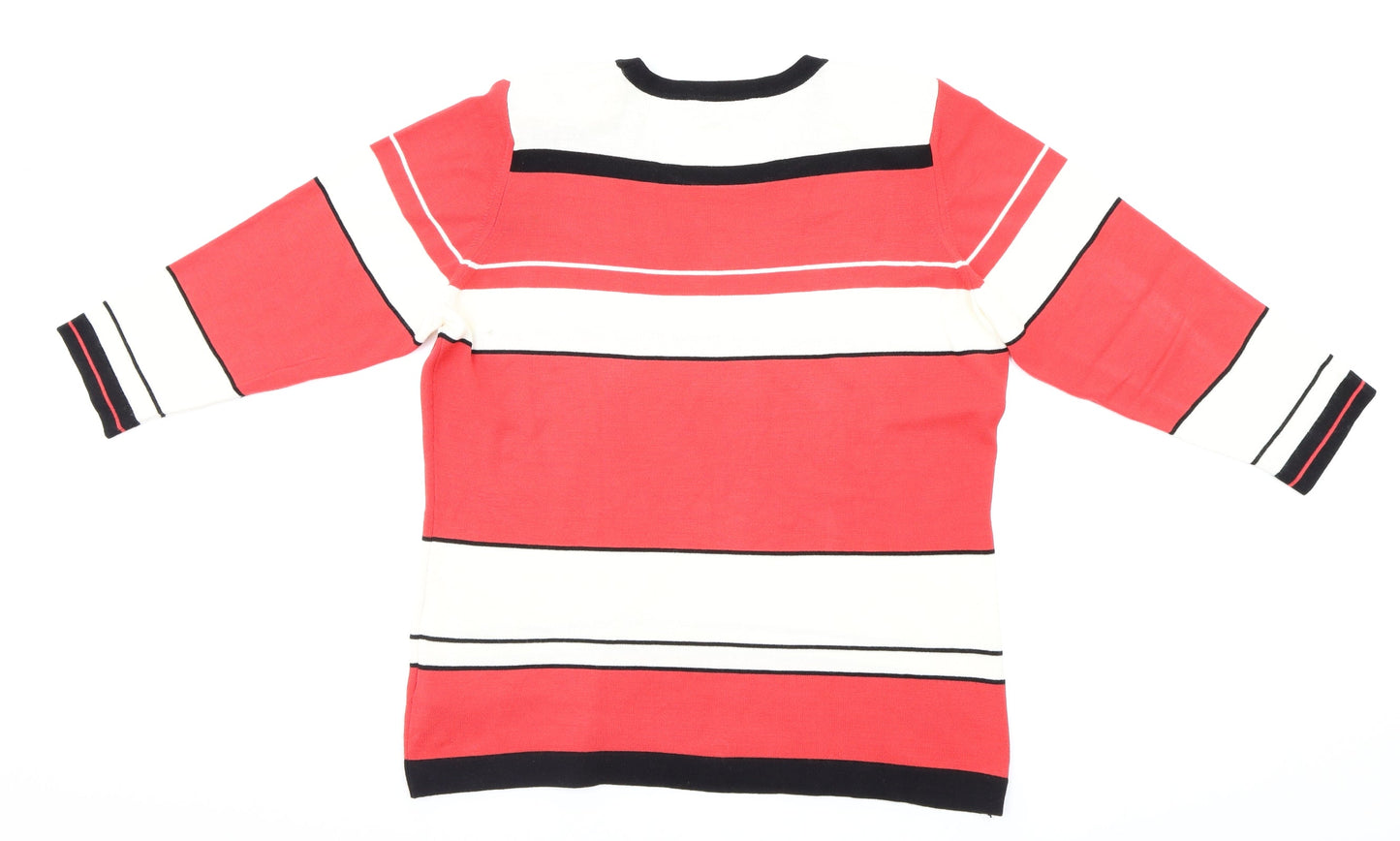 Eugen Klein  Womens Red Striped  Pullover Jumper Size 18