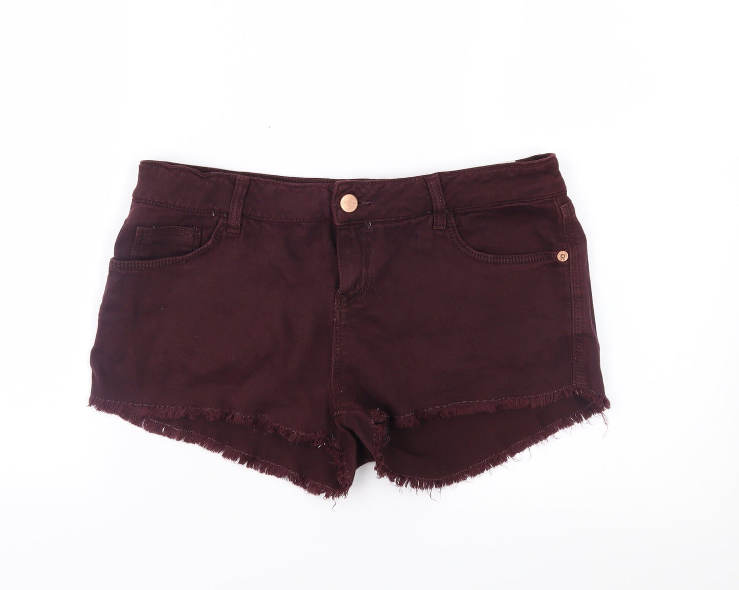Topshop Womens Purple  Denim Cut-Off Shorts Size 12