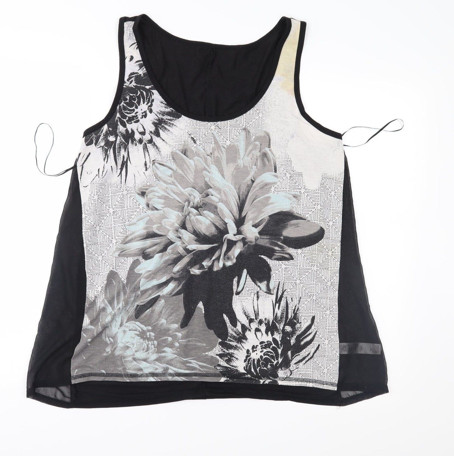 George Womens Grey Floral Jersey Basic Blouse Size 16