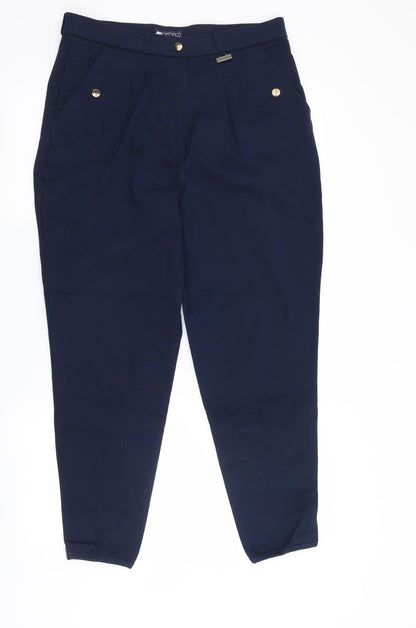 Front view of Dublin women’s blue trousers, size UK 30, in, 26-inch leg