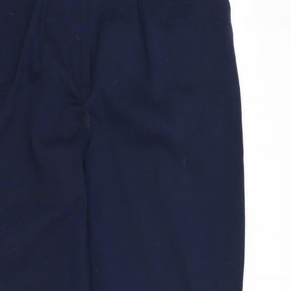 Close-up detail of Dublin women’s blue trousers, size UK 30, in, 26-inch leg