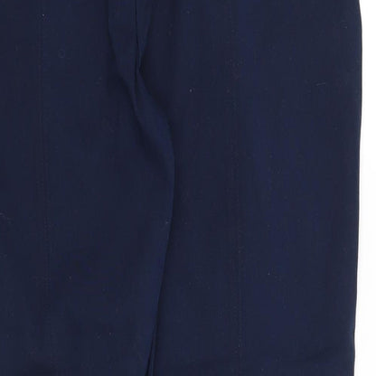 Brand and care label for Dublin women’s blue trousers, size UK 30, in, 26-inch leg