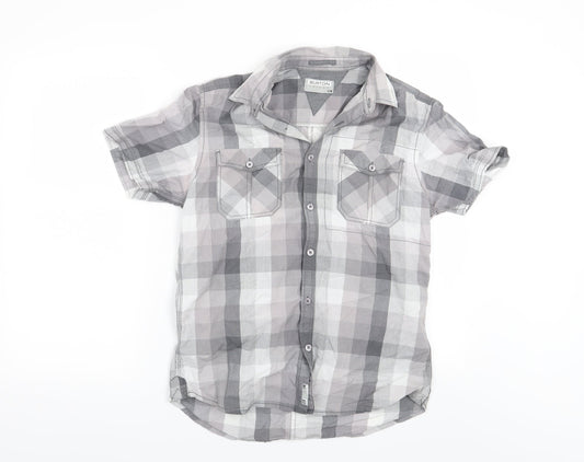 Burton Mens Grey Check   Button-Up Size S