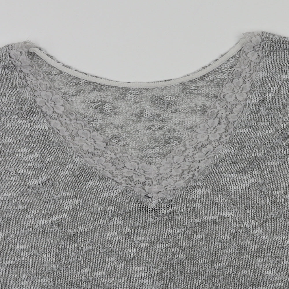 VILA Womens Grey Floral  Basic T-Shirt Size XS