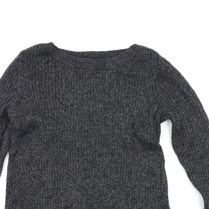 Close-up detail of H&M women’s black jumper, size S