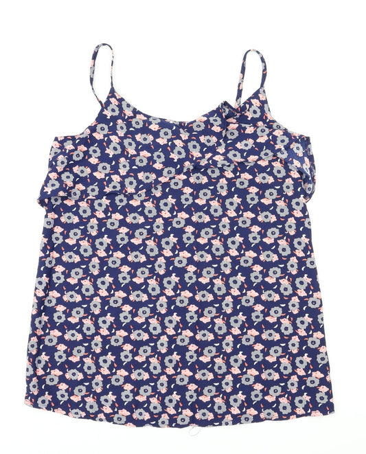 Pep & co Womens Blue Floral  Basic T-Shirt Size 8