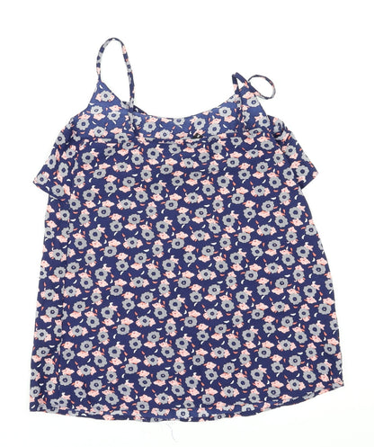 Back view of Pep&Co women’s blue floral basic t-shirt, size UK 8