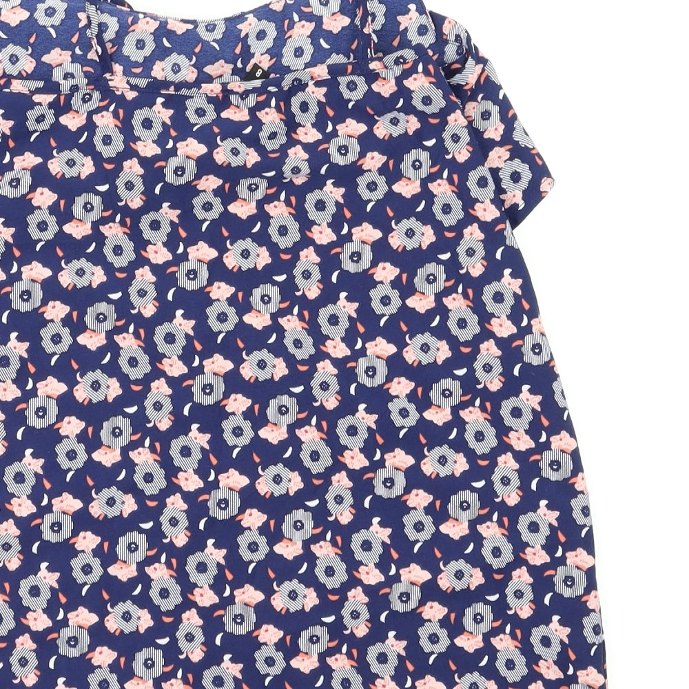 Pep & co Womens Blue Floral  Basic T-Shirt Size 8