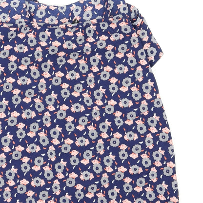 Brand and care label for Pep&Co women’s blue floral basic t-shirt, size UK 8