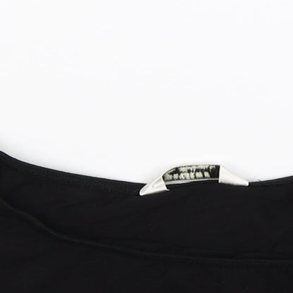 Close-up detail of Miss Selfridge women’s black cropped tank, size UK 6
