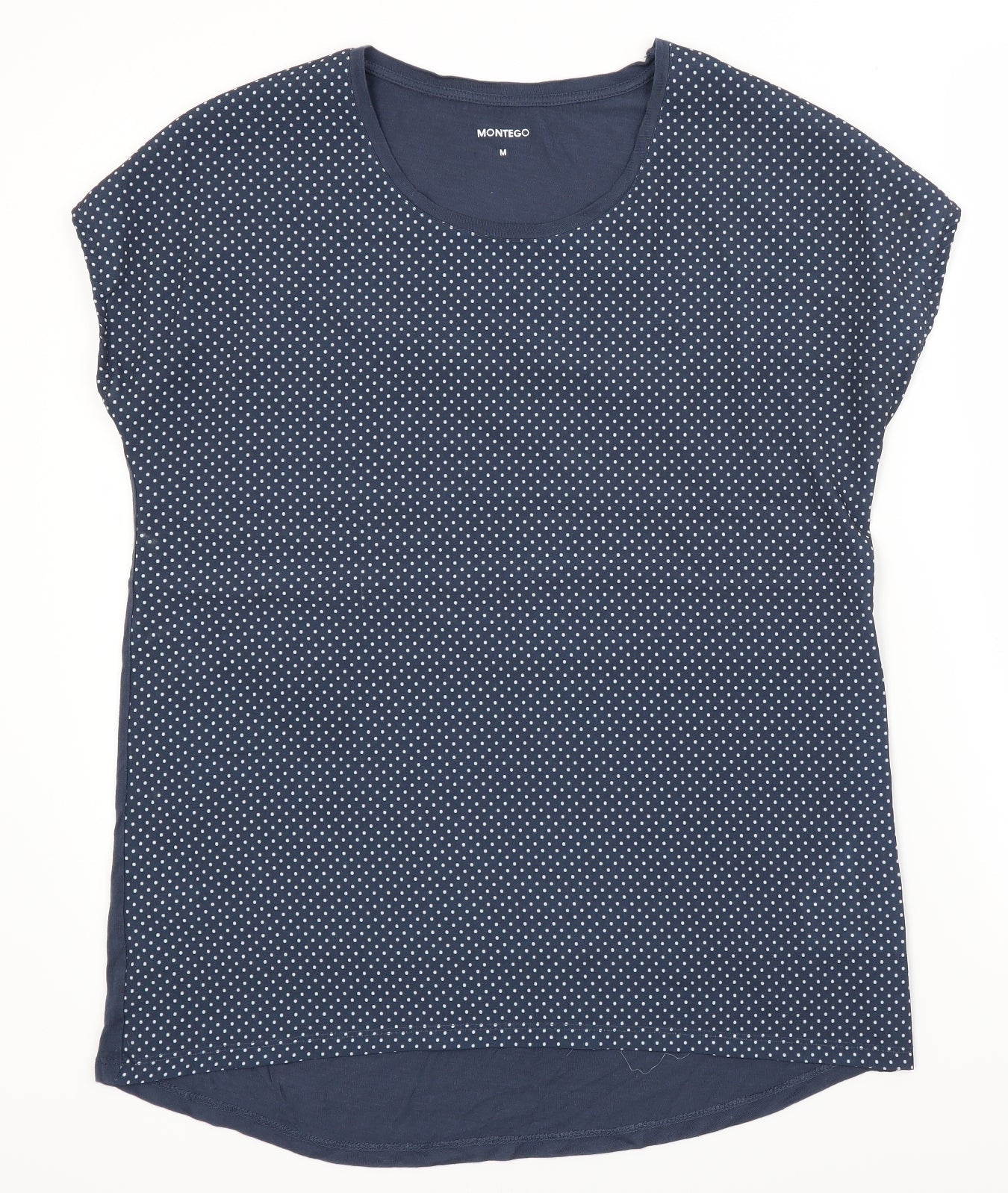 Montego Womens Blue Polka Dot  Basic Blouse Size M