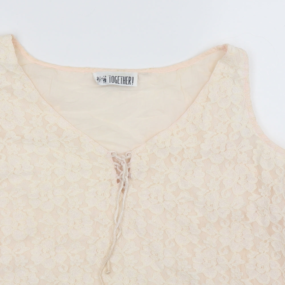 Together Womens Pink Floral Lace Basic Blouse Size 18