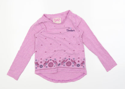 Additional front view of Skechers girls’ purple floral basic blouse, size 6-7, years