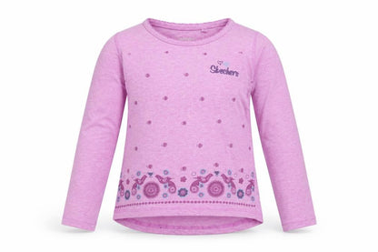 Front view of Skechers girls’ purple floral basic blouse, size 6-7, years
