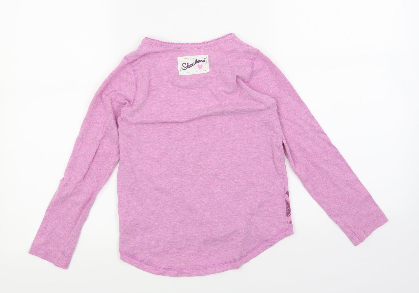 Skechers Girls Purple Floral  Basic Blouse Size 6-7 Years
