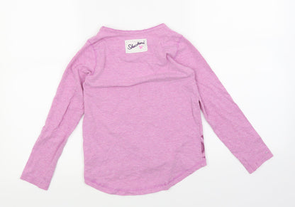 Back view of Skechers girls’ purple floral basic blouse, size 6-7, years