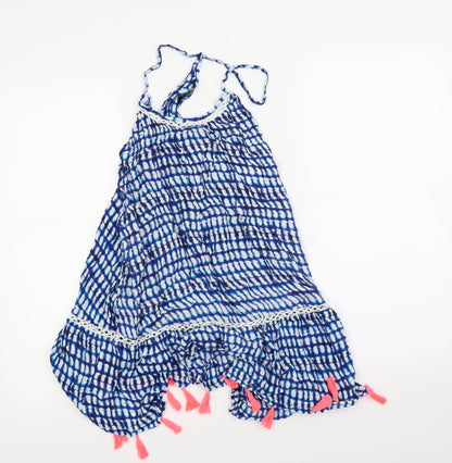 Additional front view of Papaya women’s blue polka dot basic blouse, size S