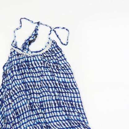 Close-up detail of Papaya women’s blue polka dot basic blouse, size S
