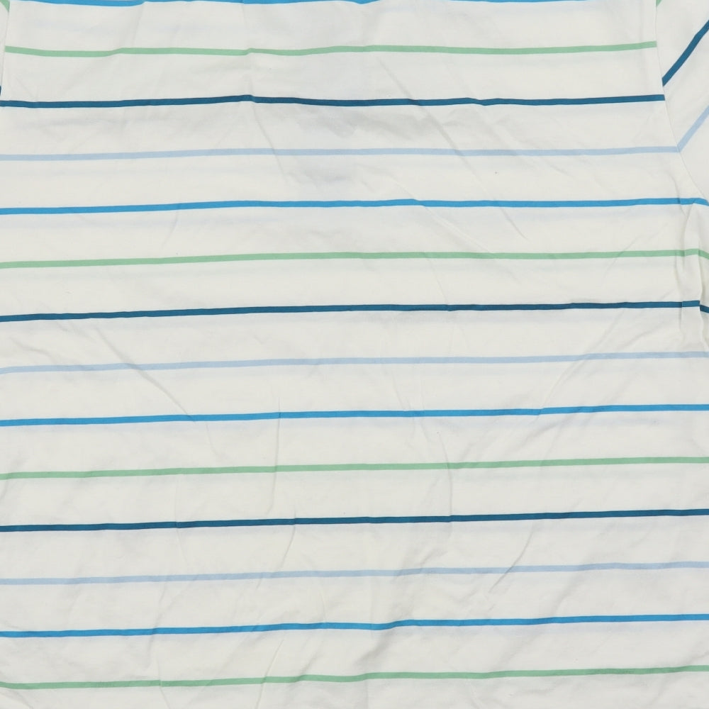 Ungaro Mens White Striped   Polo Size M