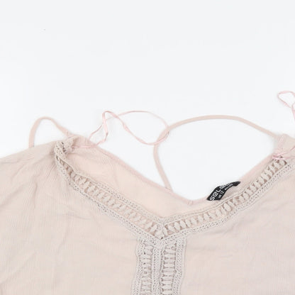 Close-up detail of Select women’s pink basic blouse, size UK 12