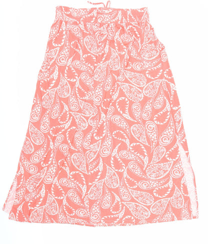 Back view of Next women’s red floral a-line skirt, size UK 32, in