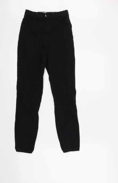 Front view of Denim & Co. women’s black denim trousers, size UK 4, 25-inch leg