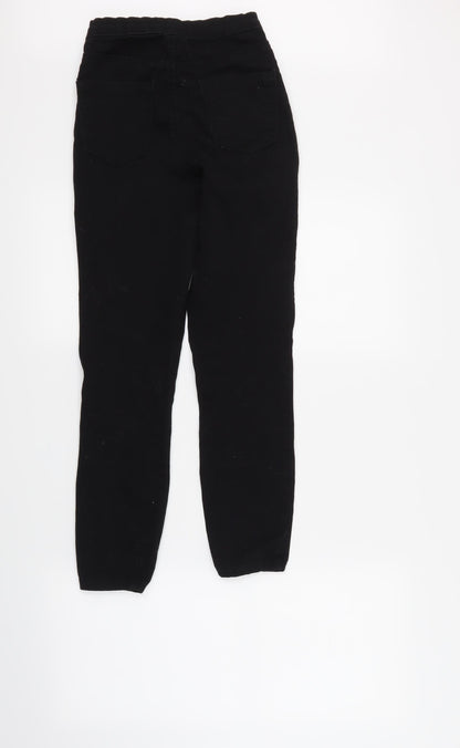 Back view of Denim & Co. women’s black denim trousers, size UK 4, 25-inch leg