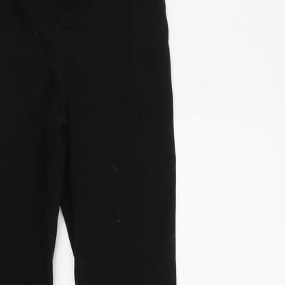Close-up detail of Denim & Co. women’s black denim trousers, size UK 4, 25-inch leg