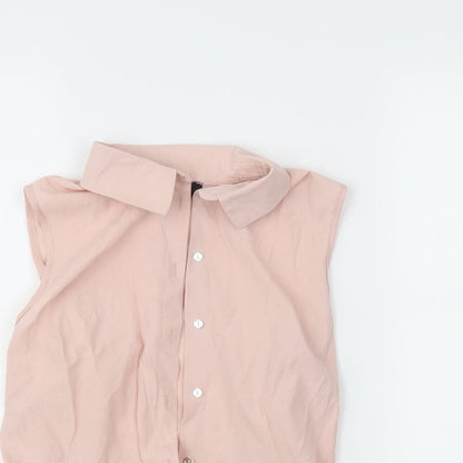 Close-up detail of Atmosphere women’s pink tunic blouse, size UK 4