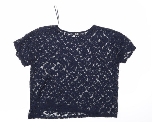 G21 Womens Blue Floral  Basic Blouse Size 20