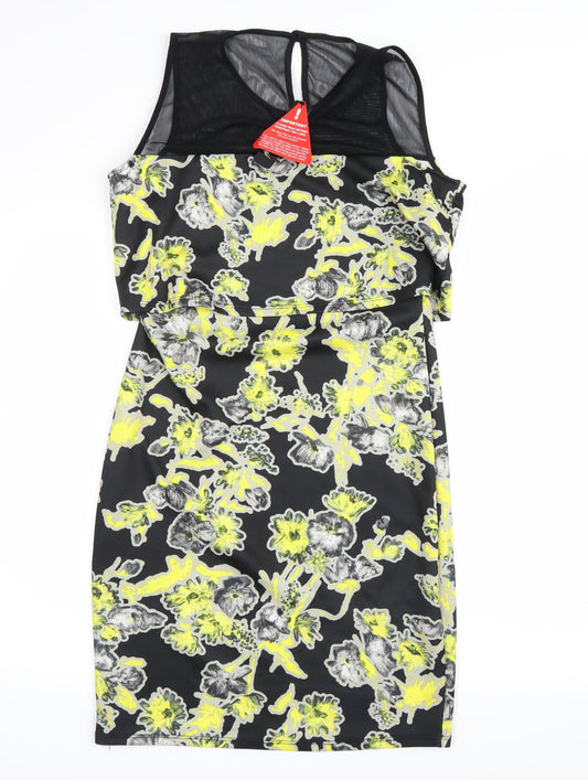 Sparrow Womens Yellow Floral  Tank Dress  Size 12