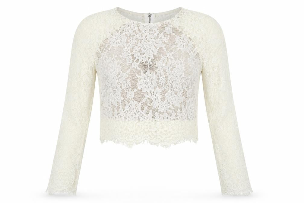 PRETTYLITTLETHING Womens Ivory   Cropped Blouse Size 8