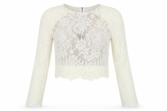 PRETTYLITTLETHING Womens Ivory   Cropped Blouse Size 8