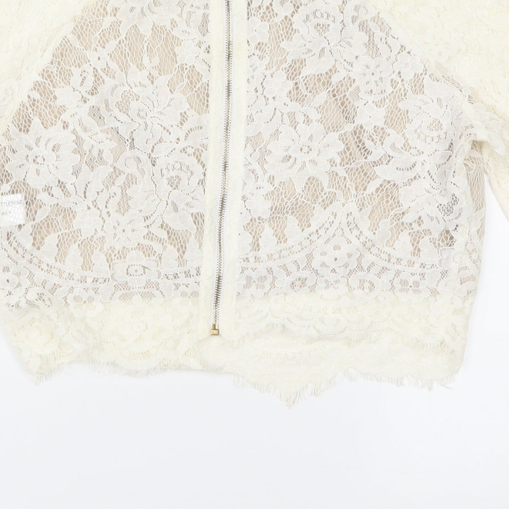 PRETTYLITTLETHING Womens Ivory   Cropped Blouse Size 8